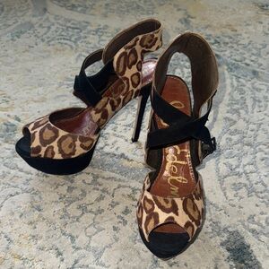 Sam Edelman Leopard Print Peep Toe Heels